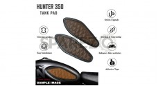 Royal Enfield Hunter 350 Genuine Leather Diamond Design Tank Pad Coffee Brown D7 - SPAREZO